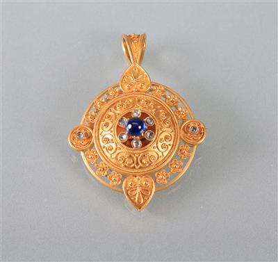 Diamant Saphiranhänger um 1900 - Antiques, art and jewellery