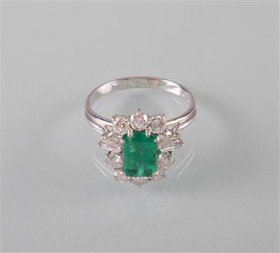 Smaragd Diamant Brillantring zus. ca. 1,75 ct - Antiques, art and jewellery