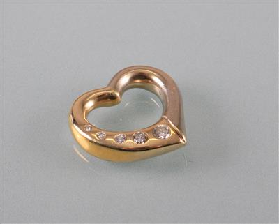 Brillant Diamantanhänger "Herz" zus. ca.0,35 ct - Umění, starožitnosti, šperky