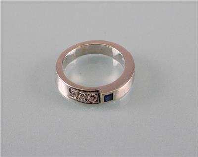 Saphir Brillantring zus. ca. 0,12 ct - Arte, antiquariato e gioielli