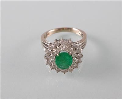 Smaragd Brillantring zus. ca. 1,60 ct - Umění, starožitnosti, šperky