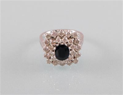 Saphir Brillantring zus. ca. 1,30 ct - Umění, starožitnosti, šperky