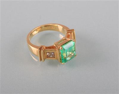 Smaragd Diamantring - Kunst, Antiquitäten und Schmuck