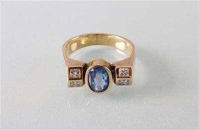 Saphir Diamantring ca.0,40 ct - Umění, starožitnosti, šperky