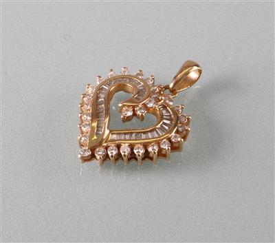 Brillant Diamantanhänger Herz zus. ca. 0,85 ct - Umění, starožitnosti, šperky