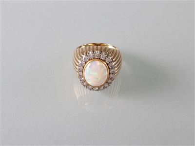 Opal Brillantring zus. ca. 1,10 ct - Arte, antiquariato e gioielli