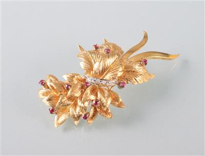 Rubin Diamantbrosche zus. ca. 0,05 ct - Arte, antiquariato e gioielli
