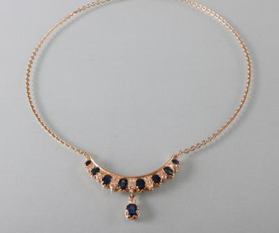 Saphir Diamantcollier zus. ca.0,55 ct - Kunst, Antiquitäten und Schmuck