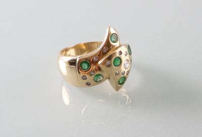 Smaragd Diamant Brillantring zus. ca.0,40 ct - Kunst, Antiquitäten und Schmuck