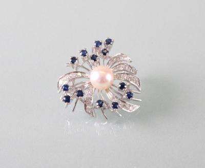 Diamant Saphir Kettenverkürzer mit Kulturperle - Arte, antiquariato e gioielli