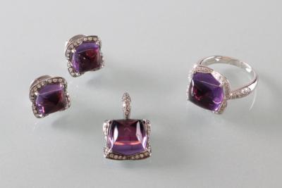 Amethyst Brillant Schmuckgarnitur zus. ca. 1,20 ct - Arte, antiquariato e gioielli