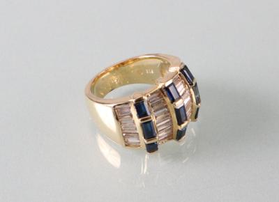 Saphir Diamantring zus. ca. 0,90 ct - Antiques, art and jewellery
