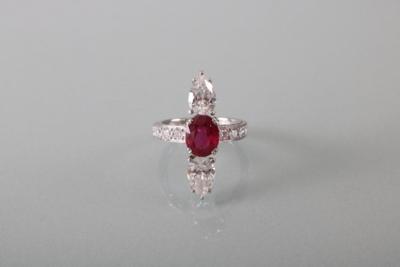 Diamant Rubinring - Antiques, art and jewellery