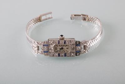 Schmuckarmbanduhr mit Diamanten und Farbsteinen - Jewellery, antiques and art