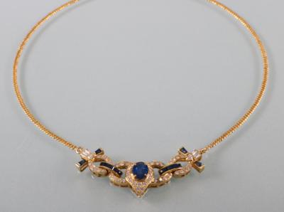 Saphir Brillant Diamant Collier - Kunst Antiquitäten und Schmuck