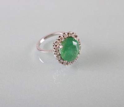 Smaragd Brillantring zus. ca.1 ct - Art Antiques and Jewelry