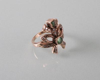 Smaragd Diamantring - Umělecké starožitnosti a šperky