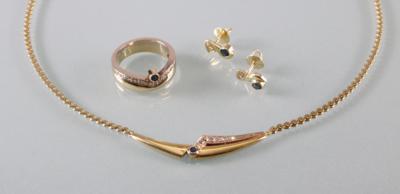 Brillant Diamant Saphir Schmuckgarnitur - Art Antiques and Jewelry