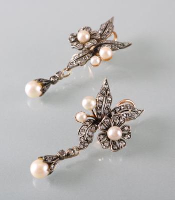 Kulturperlen Ohrgehänge mit Einhängeteilen und Diamantrauten - Kunst, Antiquitäten und Schmuck