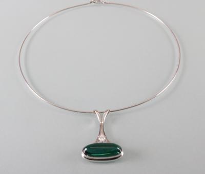 Omega Schlauchcollier mit Brillant Turmalinanhänger - Art Antiques and Jewelry