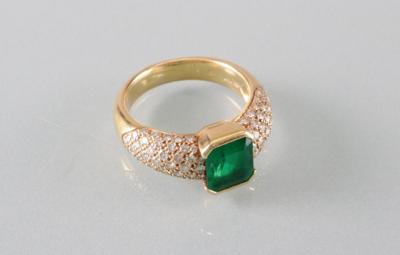 Smaragd Brillant Damenring - Kunst, Antiquitäten und Schmuck