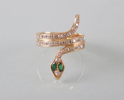 Smaragd Brillantring "Schlange" - Kunst, Antiquitäten und Schmuck