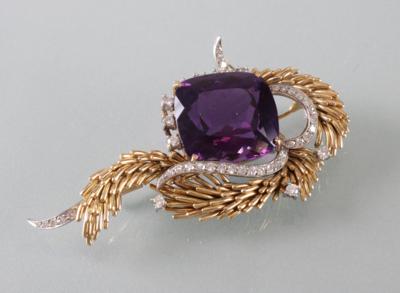 Brillant Amethyst Brosche - Art Antiques and Jewelry