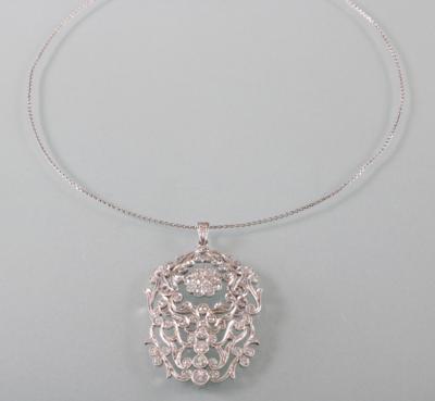 Brillant Diamantanhänger zus. ca.2,30 ct an Fassonhalskette - Umělecké starožitnosti a šperky