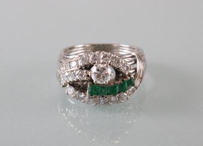 Smaragd Brillantring zus. ca. 1,10 ct - Art Antiques and Jewelry