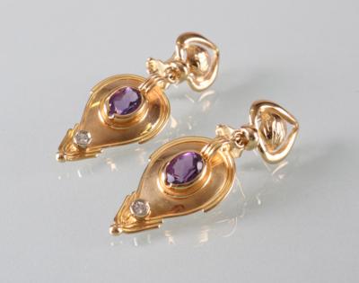 Brillant Amethyst Ohrclipgehänge - Kunst Antiquitäten und Schmuck