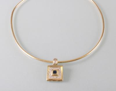 Brillant Saphircollier zus. ca.0,40 ct - Kunst Antiquitäten und Schmuck