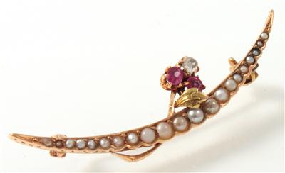 Diamant Rubinbrosche - Art and Antiques, Jewellery