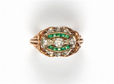 Brillant Smaragd Damenring - Art, antiques and jewellery