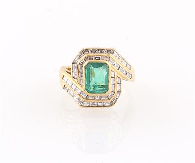 Diamant Smaragdring - Art, antiques and jewellery