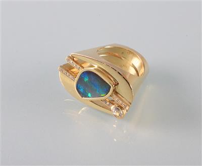 Opaldubletten Brillantring zus. ca. 0,15 ct mit Sahir - Art, antiques and jewellery