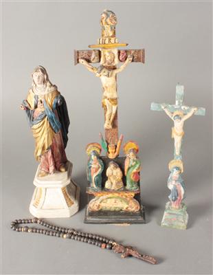 2 Tischkreuze, 1 Skulptur - Arte, antiquariato e gioielli