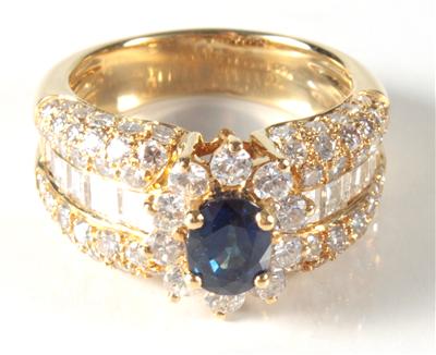 Brillant-Diamant-Saphirdamenring - Antiques, art and jewellery
