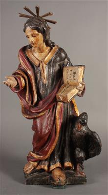 Spätbarocke Skulptur "Hl. Johannes als Evangelist" - Antiques, art and jewellery