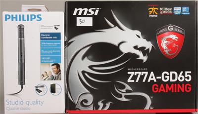 MSI Motherboard Z77A-GD65 Gaming + Philips SBC MES70 Mikrofon - Kunst, Antiquitäten und Schmuck
