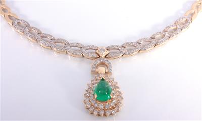 Brillant-Smaragdcollier - Antiques, art and jewellery