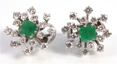 Smaragd-Brillant-Ohrclips - Arte, antiquariato e gioielli
