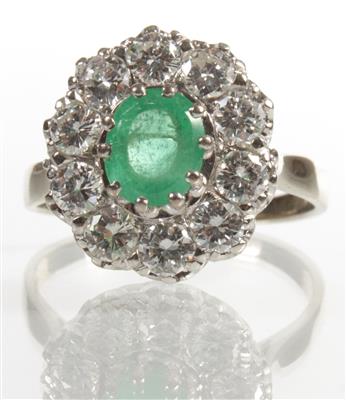 Smaragd-Brillantdamenring - Um?ní, starožitnosti, šperky