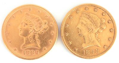 2 Goldmünzen a 10 amerikanische Dollar - Kunst, Antiquitäten und Schmuck