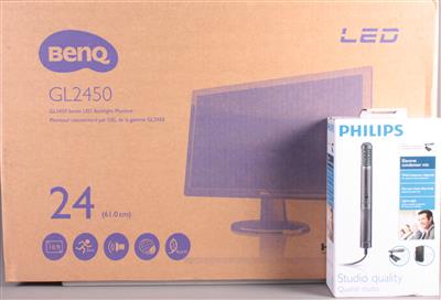 Benq GL2450 Series LED Blacklight Monitor 24 " + Philips SBC MES70 Mikrofon - Antiques, art and jewellery