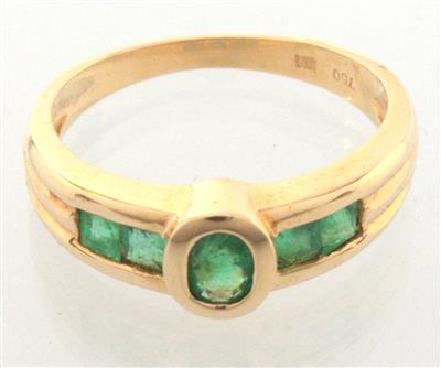 Smaragddamenring - Antiques, art and jewellery