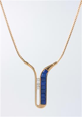 Lapis Lazuli-Brillantcollier - Arte, antiquariato e gioielli