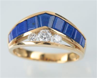 Brillant-Lapis LazuliDamenring - Antiques, art and jewellery