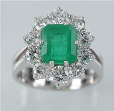 Smaragd-Brillantdamenring - Arte, antiquariato e gioielli