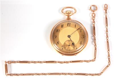 Taschenuhr und Uhrkette um 1900/20 - Umění, starožitnosti, šperky