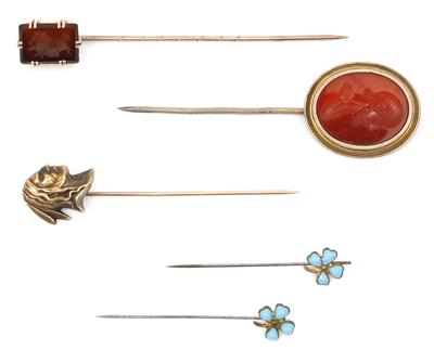 5 verschiedene Anstecknadeln um 1900 - Arte, antiquariato e gioielli